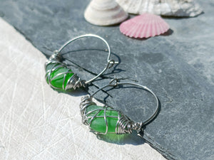 Sea Glass Hoop Earrings